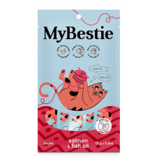 MyBestie Крем-Лакомство для кошек, с лососем и рыбьим жиром, 5шт*15г