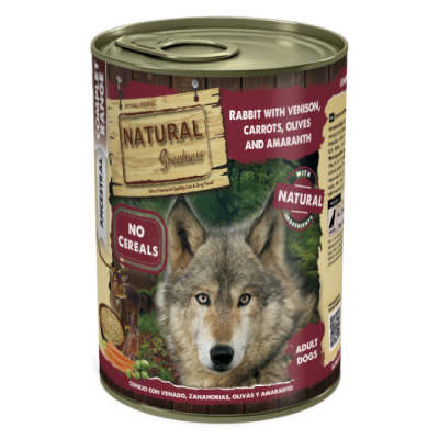 Natural Greatness Dog Rabbit Venison - влажный корм для взрослых собак, кролик с олениной и морковью, 400 г