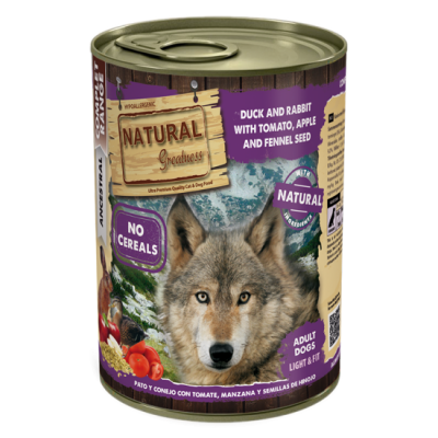 Natural Greatness Dog Duck Rabbit - влажный корм для взрослых собак, утка и кролик с томатом, 400 г