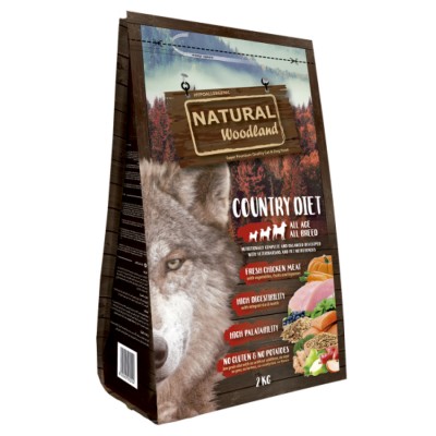 Natural Woodland Country Diet Adult Dog - низкозерновой сухой корм для собак с чувствительным пищеварением, индейка курица