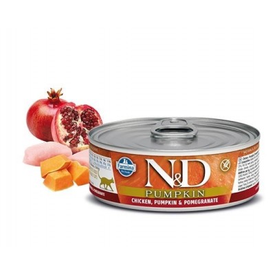 Farmina N&D Grain Free Pumpkin Line Chicken & Pomegranate - влажный корм для взрослых кошек (курица, гранат, тыква), 80 г