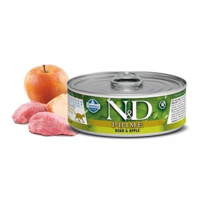 Farmina N&D Grain Free Prime Boar & Apple - влажный корм для взрослых кошек (кабан, яблоко), 80 г
