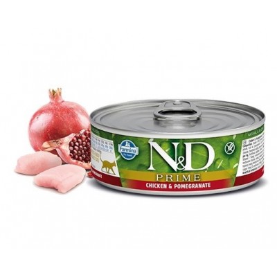 Farmina N&D Grain Free Prime Chicken & Pomegranate - влажный корм для взрослых кошек (курица, гранат), 80 г