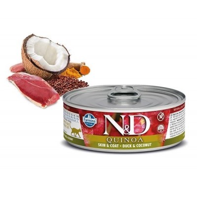 Farmina N&D Grain Free Quinoa Line Duck & Coconut - влажный корм для взрослых кошек (утка, кокос), 80 г