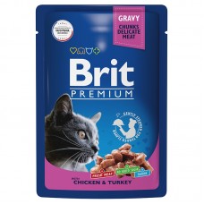 Brit Premium Chicken & Turkey - влажный корм для взрослых кошек Курица и индейка в соусе, 85 г (арт. 5048823)
