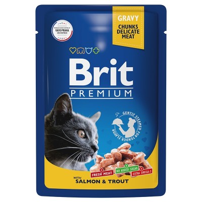 Brit Premium Salmon & Trout - влажный корм для взрослых кошек Лосось и форель, 85 г (арт. 5048854)
