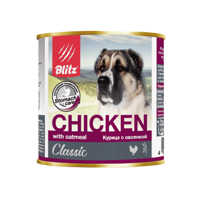 Blitz Classic Chicken & Oatmeal Minced - влажный корм для собак всех пород и возрастов, курица с овсянкой