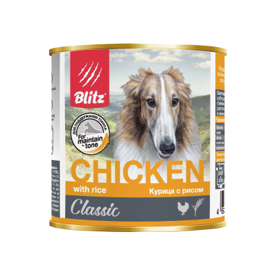 Blitz Classic Chicken & Rice Minced - влажный корм для собак всех пород и возрастов, курица с рисом