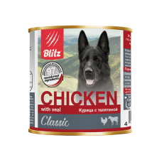 Blitz Classic Dog Chicken & Veal Minced - влажный корм для собак всех пород и возрастов, курица с телятиной