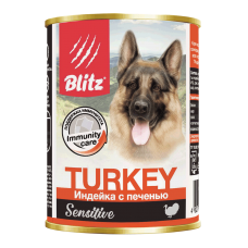 Blitz Sensitive Turkey & Liver - влажный корм для собак всех пород и возрастов, индейка с печенью