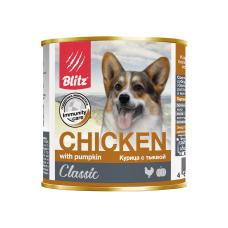 Blitz Classic Chicken & Pumpkin - влажный корм для собак всех пород и возрастов, курица с тыквой