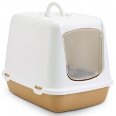 Savic Туалет-домик для кошек Oscar, 50х37х39 см, коричневый/белый (арт ВЕТ 400522)