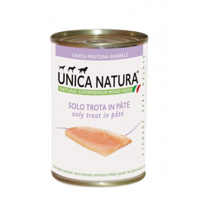 Unica Natura Solo Pate - паштет для взрослых собак, с форелью, 400 гр