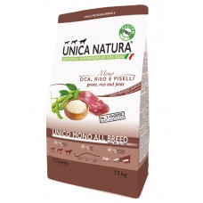 Unica Natura Mono All Breeds Goose - монопротеиновый сухой корм для собак всех пород (гусь, рис, горох)