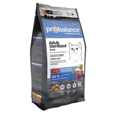 ProBalance Cat Sterilized Adult Duck - cухой корм для стерилизованных кошек и кастрированных котов, утка