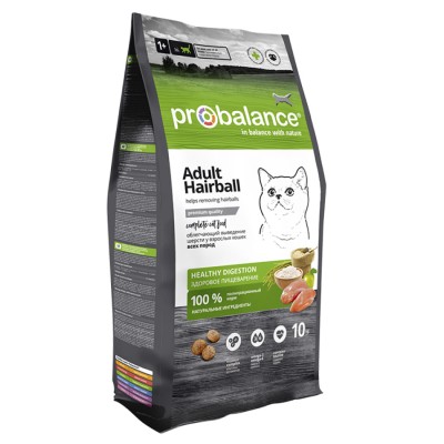 ProBalance Cat Hairball Adult - cухой корм для взрослых кошек, для выведения комочков шерсти, курица