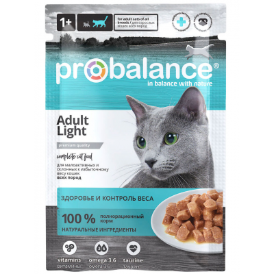 ProBalance Cat Adult Light - влажный корм для взрослых кошек склонных к избыточному весу (28 шт*85 гр)