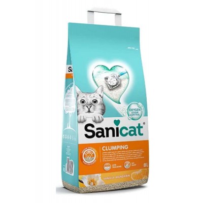 Sanicat Clumping Vanilla-Mandarin - комкующийся бентонитовый наполнитель для кошек, с ароматом ванили и мандарина