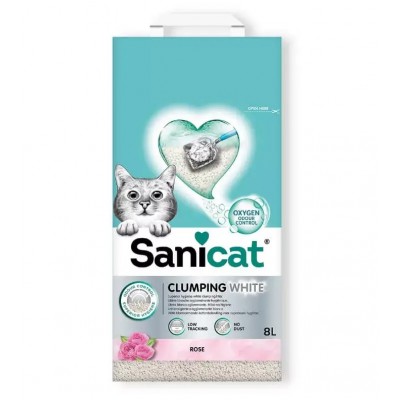 Sanicat Clumping White Rose - комкующийся бентонитовый наполнитель для котов, с ароматом розы