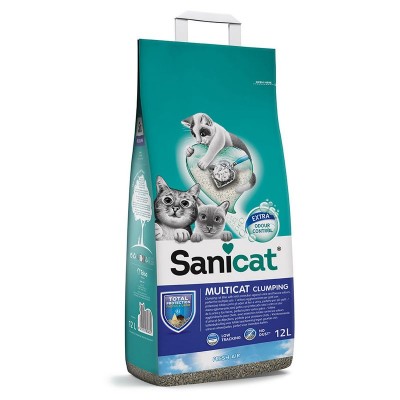 Sanicat Clumping Multicat - ультравпитывающий комкующийся наполнитель для нескольких котов, без запаха