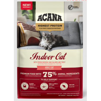 Acana Cat Indoor - беззерновой сухой корм для взрослых кошек, со свежим цыпленком, лососем и форелью