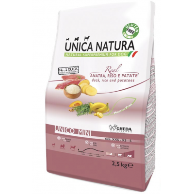 Unica Natura Mini Duck, Rice - корм для взрослых собак мелких пород, утка, рис, картофель
