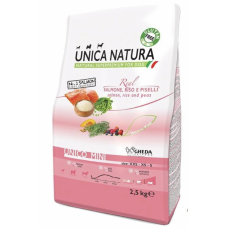 Unica Natura Mini salmon, rice - корм для взрослых собак мелких пород, семга, рис, горох