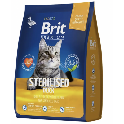 Brit Premium Cat Sterilised Duck - сухой корм для взрослых стерилизованных кошек, с уткой и курицей