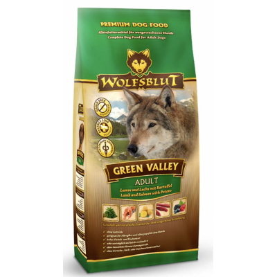 Wolfsblut Green Valley (Зеленая долина) 30/18 - сухой корм для взрослых собак (ягненок, лосось)