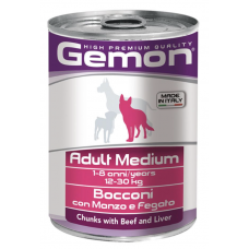 GEMON MEDIUM ADULT BEEF/LIVER - Консервированный корм для собак средних пород с говядиной и печенью (415 г) 