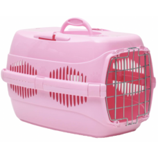 Переноска для собак и кошек "Спутник-2" с метал. дверцей + наплечный ремень +миска (до 12 кг) 49*33*32 см (арт. 4094) цвет розовый