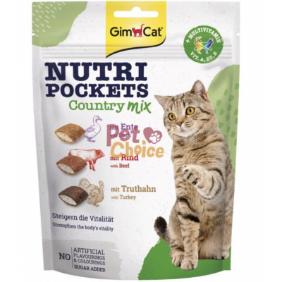GimCat Лакомство для кошек Nutri Pockets Кантри микс (утка, говядина, индейка) 150 гр (арт. 419183 )