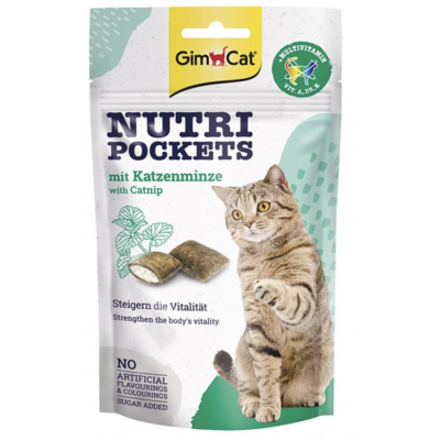 GimCat Лакомство для кошек Nutri Pockets Catnip+Multivitamin (кошачья мята+мультивитамин) 60гр (арт.927688)