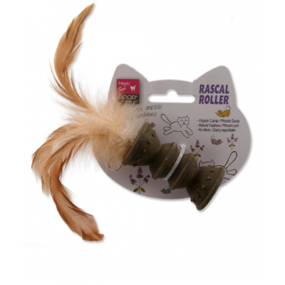 Magic Cat Игрушка для котов Ролик с перьями и кошачьей мятой, 7 см  (арт. 453-30412)
