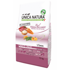 Unica Natura Maxi wild boar, rice - корм для взрослых собак крупных пород, кабан, рис, морковь