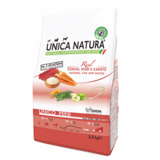 Unica Natura Mini venison, rice - корм для взрослых собак мелких пород, оленина, рис, морковь