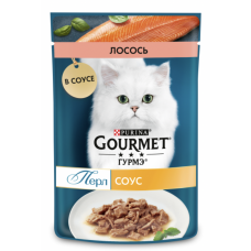 Gourmet Perle - влажный корм  для кошек с лососем в подливке 75 гр