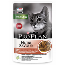 Pro Plan Sterilised - влажный корм для стерилизованных кошек, говядина в соусе, 85 гр