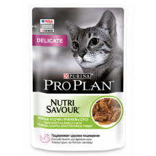 Pro Plan Delicate  - влажный корм для взрослых кошек с чувств. пищеварением, ягненок в соусе, 85 гр