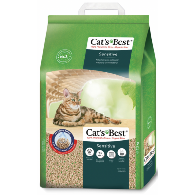 Cat's Best Sensitive - комкующийся древесный наполнитель для чувствительных кошек с антибактериальной добавкой