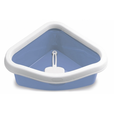 Stefanplast Sprint Corner Туалет угловой с бортом и совочком, голубой, 40*56*14 см