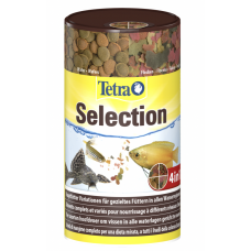 Tetra Selection 4 в 1 Корм для аквариумных рыб, которые питаются в разных водных слоях (смесь из хлопьев, чипсов, гранул и таблеток), 100 мл (арт. 708626/247550)