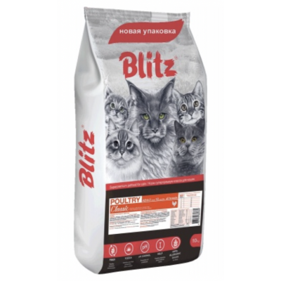 Blitz Classic Adult Cats All Breeds Poultry - сухой корм для взрослых кошек, домашняя птица