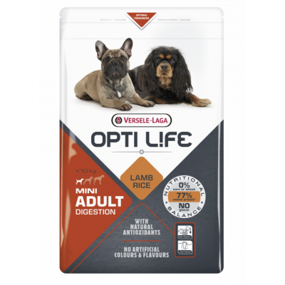 OPTI LIFE ADULT DIGESTION MINI - сухой корм для взрослых собак мелких пород с чувствительным пищеварением, ягненок и рис
