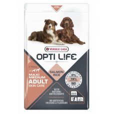 OPTI LIFE SKIN CARE MEDIUM MAXI - сухой корм для собак средних и крупных пород с чувствительной кожей, лосось и рис