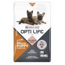 OPTI LIFE PUPPY SENSITIVE - корм для щенков с чувствительным пищеварением,кожей и шерстью с лососем и рисом (арт. 431163)