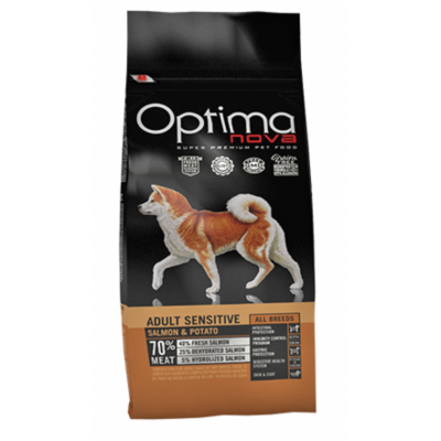 OptimaNova Adult Sensitive Salmon & Potato - сухой корм для взрослых собак с чувствительным пищеварением, с лососем и картофелем