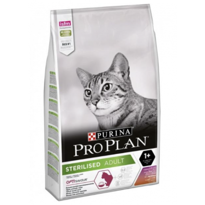 Pro Plan Sterilised OptiSavour - корм сухой полнорационный для взрослых стерилизованных кошек, с уткой и печенью