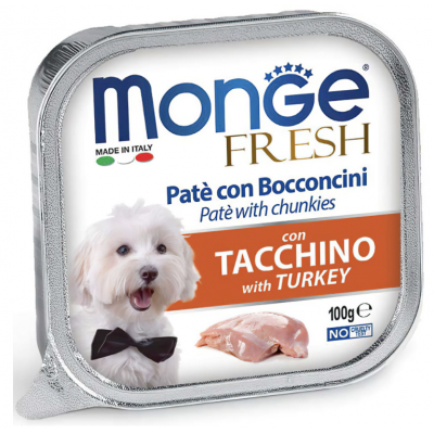 Monge Pate Fresh Turkey - влажный корм для собак, нежный паштет с индейкой (100 г)