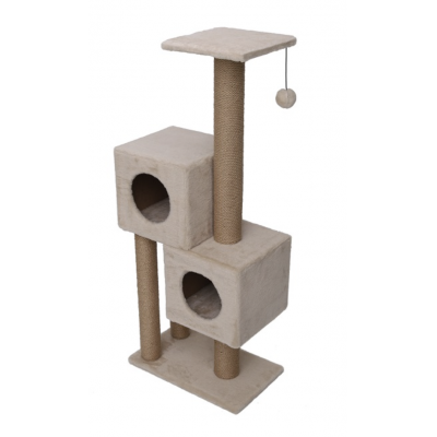 Когтеточка-игровой комплекс "Двойной домик" из меха и джута (выс. 1,27 м, шир. 55 см, гл. 31 см) Cat House (арт. CH42)